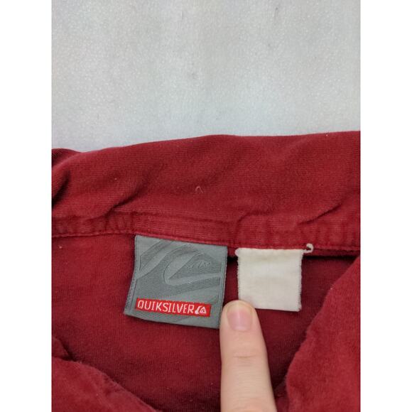 Mens Quiksilver Short Sleeve Polo Shirt Size L Red Logo Collared - Picture 8 of 10